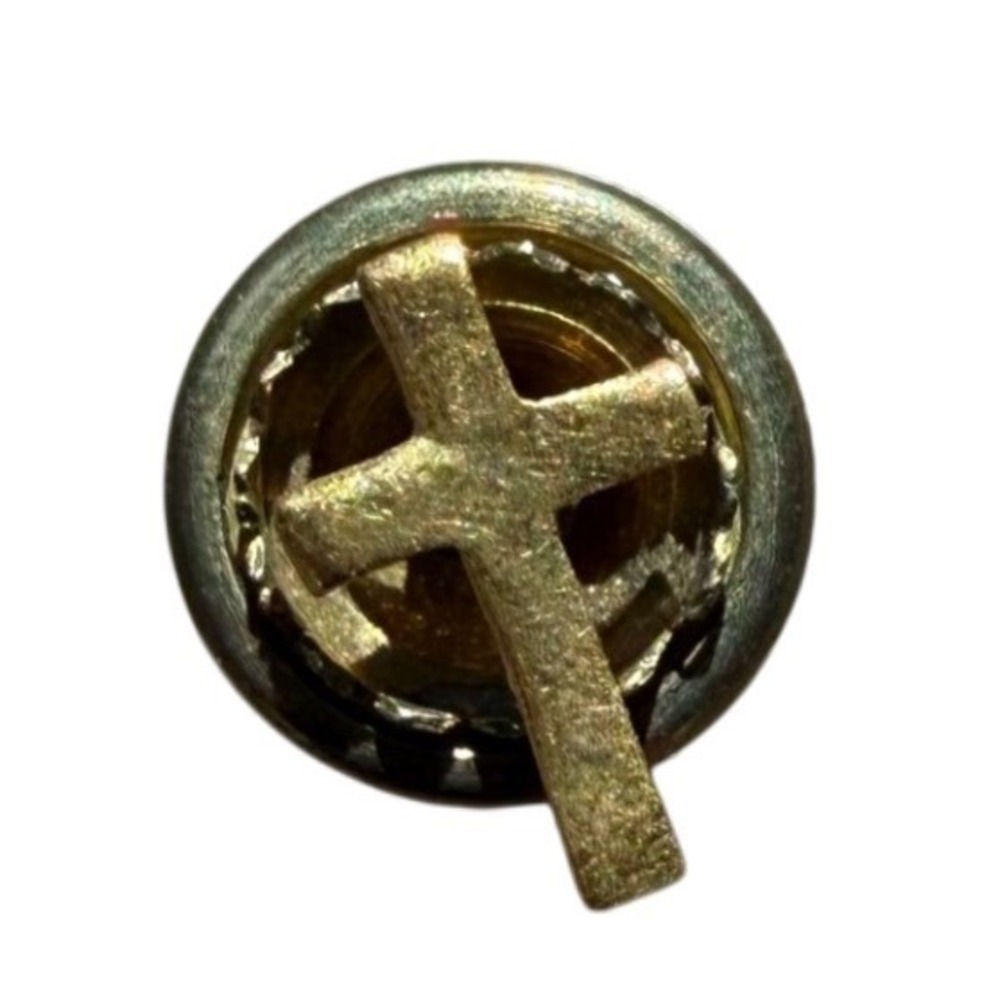 Vintage Cross Lapel Pin Unisex Gold Excellent Screw Back Religious Faith